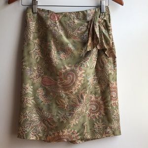 Vintage Pure Silk Pastel Paisley Faux Wrap Skirt Petite  Medium Valerie Stevens